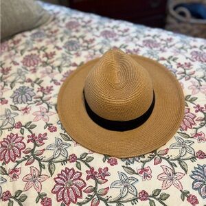 Stylish Tan Hat with Black Band